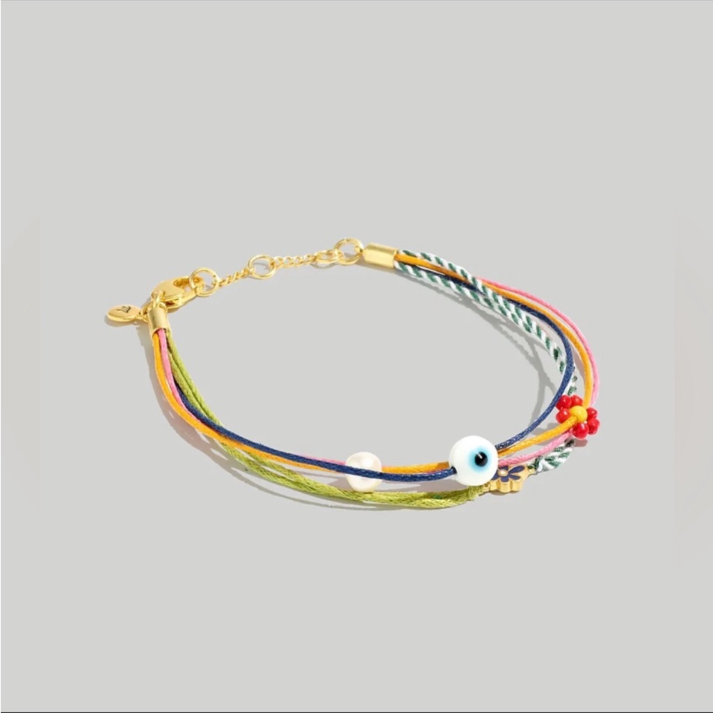 Madewell Four Strand Enamel Floral Charm Slider Bracelet